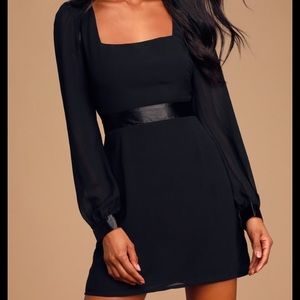 Lulu’s Encantadora Black, Long Sleeve Mini Dress